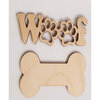 Clear Scraps - 3D Frameables Collection - Birch Wood Laser Cut - Woof Word and Bone