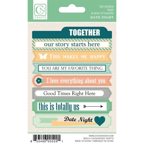 Chickaniddy Crafts - Date Night Collection - Cardstock Stickers - Mini Tags