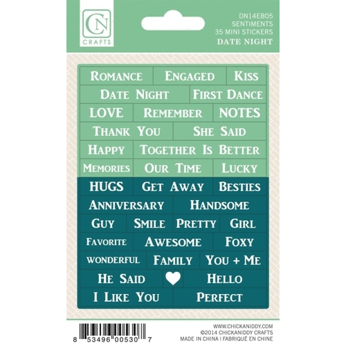 Chickaniddy Crafts - Date Night Collection - Cardstock Stickers - Mini Sentiments