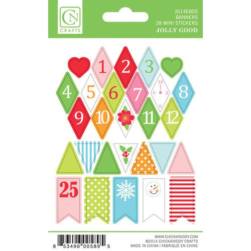 Chickaniddy Crafts - Jolly Good Collection - Christmas - Cardstock Stickers - Mini Banners