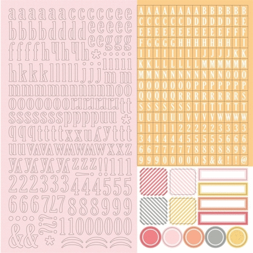 Chickaniddy Crafts - Twirly Girly Collection - 12 x 12 Cardstock Stickers - Alphabet