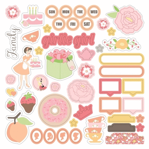 Chickaniddy Crafts - Twirly Girly Collection - 12 x 12 Cardstock Stickers