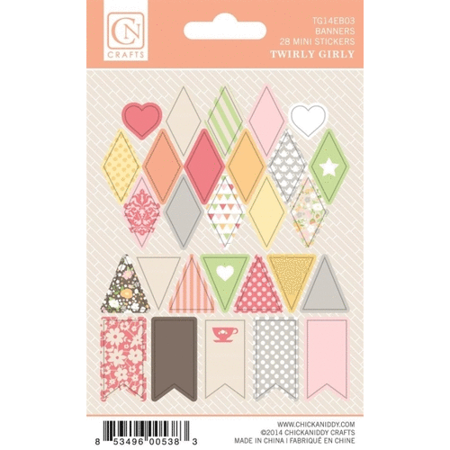 Chickaniddy Crafts - Twirly Girly Collection - Cardstock Stickers - Mini Banners