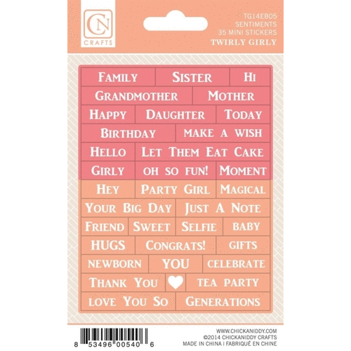 Chickaniddy Crafts - Twirly Girly Collection - Cardstock Stickers - Mini Sentiments