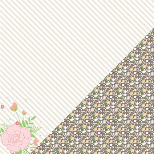 Chickaniddy Crafts - Twirly Girly Collection - 12 x 12 Double Sided Paper - Paper Posies
