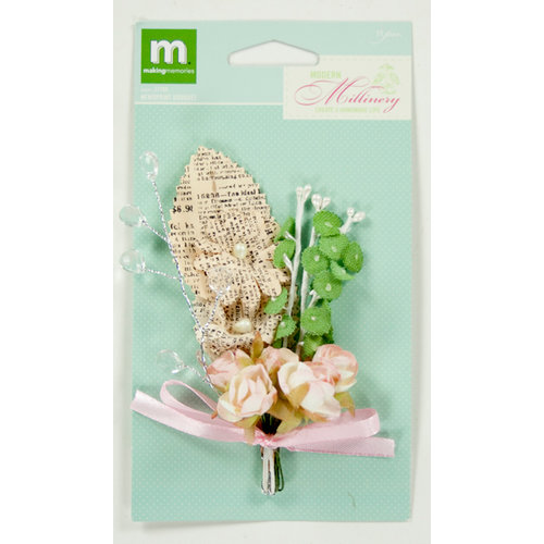 Colorbok - Making Memories - Modern Millinery Collection - Flower Embellishments - Millinery Flower Bouquet - Newsprint