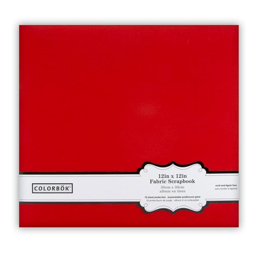 Colorbok - Fabric - 12 x12 - Postbound Scrapbook Albums - Red