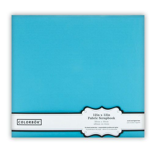 Colorbok - Fabric - 12 x12 - Postbound Scrapbook Albums - Light Teal
