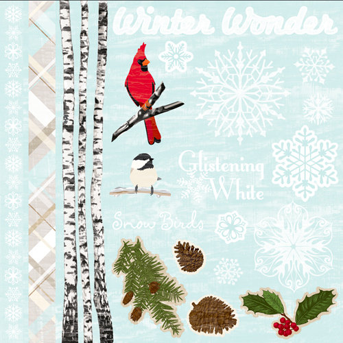 Colorbok - TPC Studio - Woodland Winter Collection - 12 x 12 Cardstock Stickers with Glitter Accents