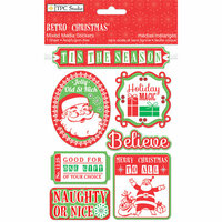 Colorbok - TPC Studio - Retro Christmas Collection - Chipboard Stickers with Foil Accents