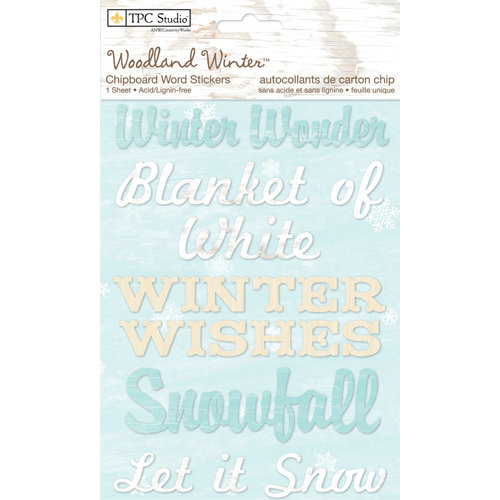 Colorbok - TPC Studio - Woodland Winter Collection - Chipboard Stickers - Words