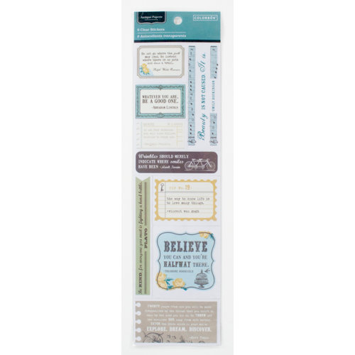 Colorbok - Antique Paperie Collection - Clear Stickers - Quotes