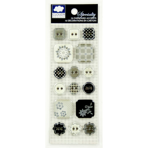 Colorbok - Cloud 9 Design - Nightshade Collection - Die Cut Chipboard Stickers with Epoxy and Foil Accents - Buttons