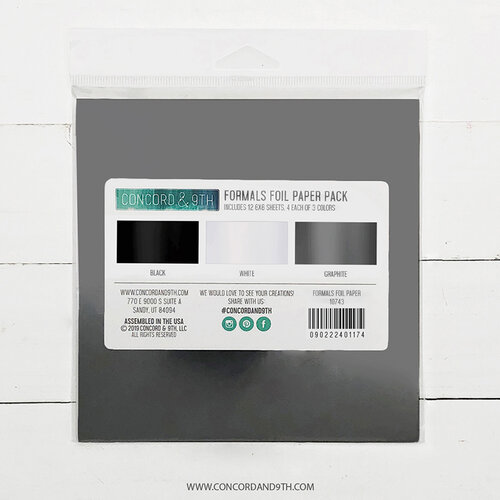 Concord and 9th - 6 x 6 Formals Foil Paper Pack - Black, Graphite, and White