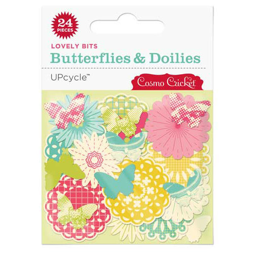 Cosmo Cricket - Upcycle Collection - Lovely Bits - Butterflies and Doilies, BRAND NEW
