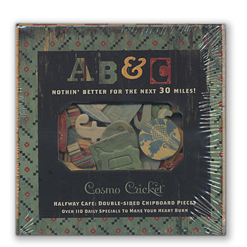 Cosmo Cricket - Cigar Box with Chipboard Pieces and Shapes - Halfway Cafe, CLEARANCE