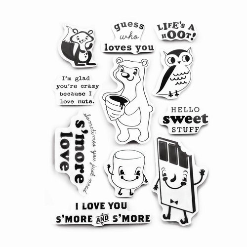 Cosmo Cricket - Smore Love Collection - Cling Mounted Rubber Stamps