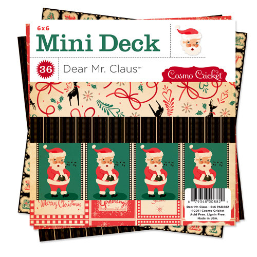 Cosmo Cricket - Dear Mr. Claus Collection - Christmas - Mini Deck - 6 x 6 Paper Pad
