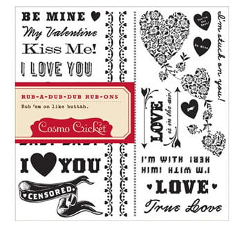 Cosmo Cricket - Hey Sugar Collection - Valentine's Day - Rub Ons - Lovey Dovey, CLEARANCE