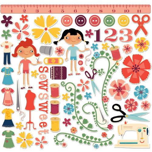 Cosmo Cricket - Material Girl Collection - Ready Set Chipboard, CLEARANCE
