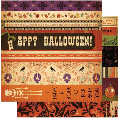 Cosmo Cricket - Haunted Halloween Collection - 12x12 Double Sided Paper - Strip Tease