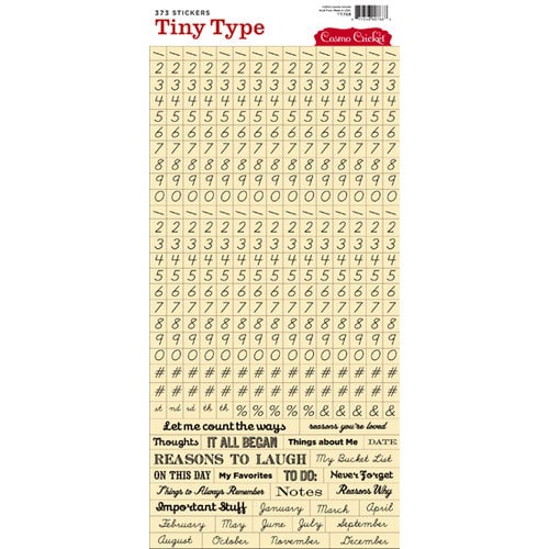 Cosmo Cricket - Tiny Type Collection - Number Cardstock Stickers - Butter