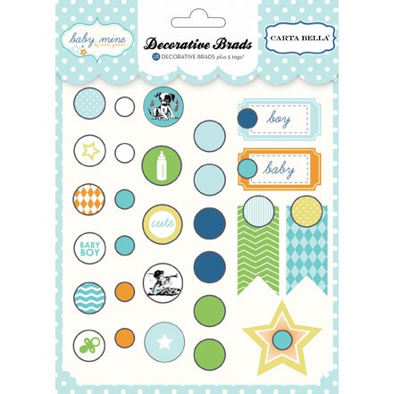 Carta Bella Paper - Baby Mine Collection - Boy - Brads