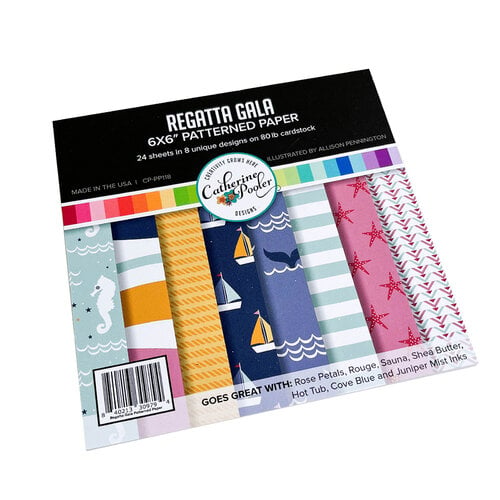 Catherine Pooler Designs - Summer At The Shore Collection - 6 x 6 Patterned Paper Pack - Sail Away - Regatta Gala