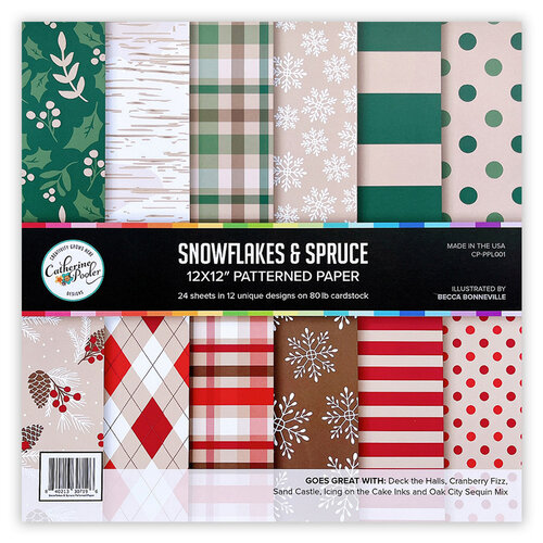 Catherine Pooler Designs - Christmas - 12 x 12 Patterned Paper Pack -  Snowflakes and Spruce