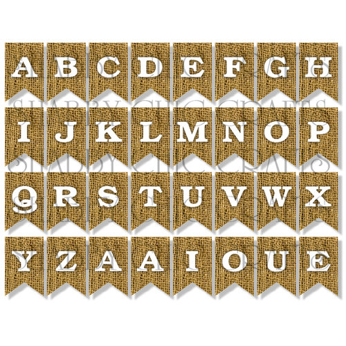 Chic Tags - Delightful Paper Tags - Burlap Bunting Alphabet - Set of 32