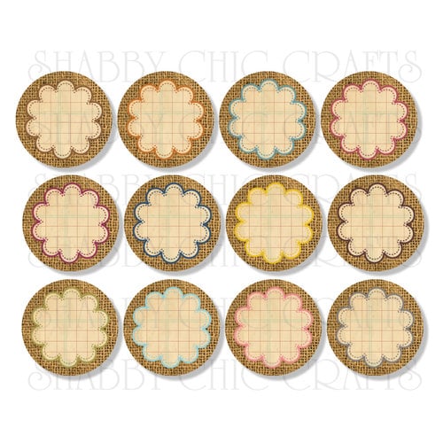 Chic Tags - Delightful Paper Tags - Burlap Scalloped Circles - Set of 12