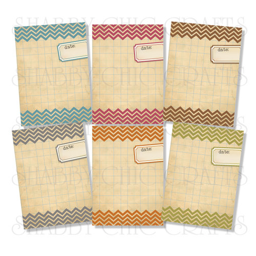 Chic Tags - Delightful Paper Tags - Chevron Artist Trading Cards Journaling Tags - Set of 6