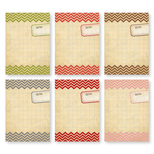 Chic Tags - Delightful Paper Tags - Christmas Chevron Artist Trading Cards - Set of 6