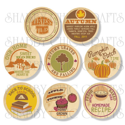 Chic Tags - Delightful Paper Tags - Fall Milk Bottle Caps - Set of 8