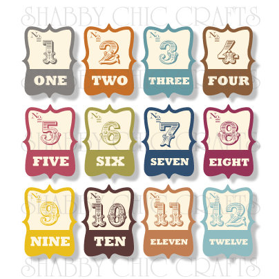Chic Tags - Delightful Paper Tags - Fall Mini Artisan Numbers - Set of 12