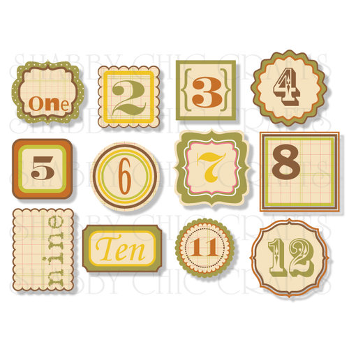 Chic Tags - Delightful Paper Tags - Fall Numbers - Set of 12