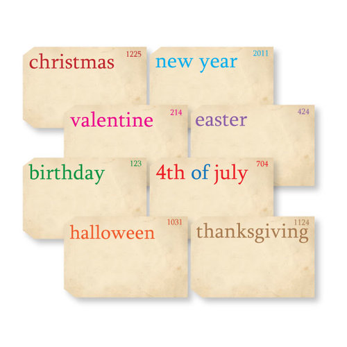 Chic Tags - Delightful Paper Tags - Holiday Flashcards - Set of 8