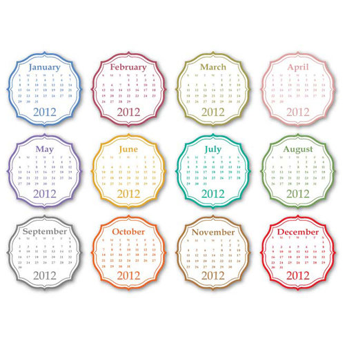 Chic Tags - Delightful Paper Tags - 2012 Chic Calendars - Color - Set of 12