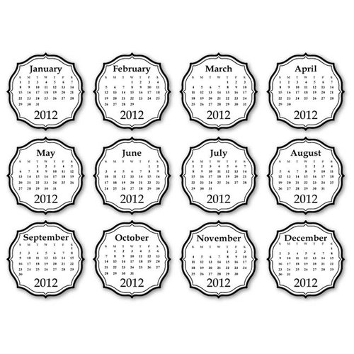 Chic Tags - Delightful Paper Tags - 2012 Chic Calendars - Black - Set of 12