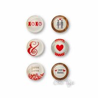 Chic Tags - Delightful Paper Tags - Valentine Collection - Love Note Flair Buttons - Set of 6