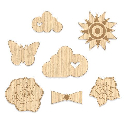 Chic Tags - Cloud 9 Collection - Wood Veneer Shapes - Bloom