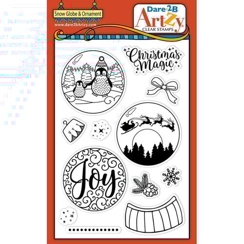 Dare 2B Artzy - Clear Photopolymer Stamps - Snow Globe And Ornament