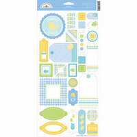 Doodlebug Designs - Baby Boy Collection - Whimsy Wafers - Self-Adhesive Chipboard - Baby Boy, CLEARANCE