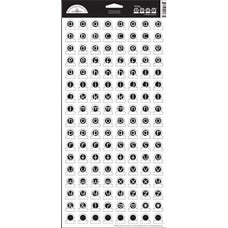 Doodlebug Designs - Alphabet Cardstock Stickers - Black Tiny Tabs, CLEARANCE