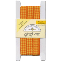 Doodlebug Design Gingham Duets - Tangerine - Bumblebee, CLEARANCE