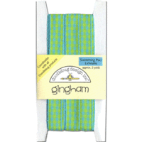Doodlebug Design Gingham Duets - Swimming Pool - Limeade, CLEARANCE
