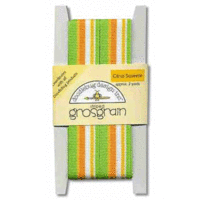 Doodlebug Design Striped Grosgrain Ribbon - Citrus Squeeze, CLEARANCE