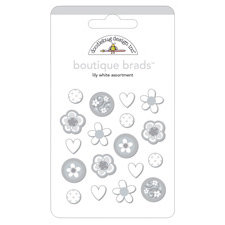 Doodlebug Designs - Boutique Brads - Assorted Brads - Lily White, CLEARANCE