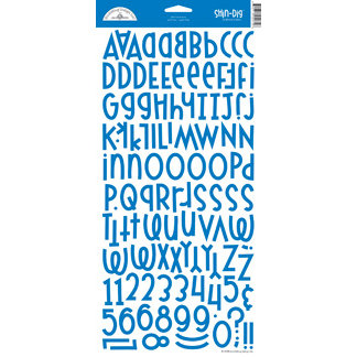 Doodlebug Design - Shin-Dig Collection - Flocked Velvet Coated Alphabet Cardstock Stickers - Blue Jean, CLEARANCE