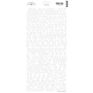 Doodlebug Design - Shin-Dig Collection - Flocked Velvet Coated Alphabet Cardstock Stickers - Lily White